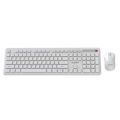 2. GEMBIRD Kabelloses Slim Pro Business-Schreibtisch-Tastatur- und Maus-Set, Weiß, US-Layout