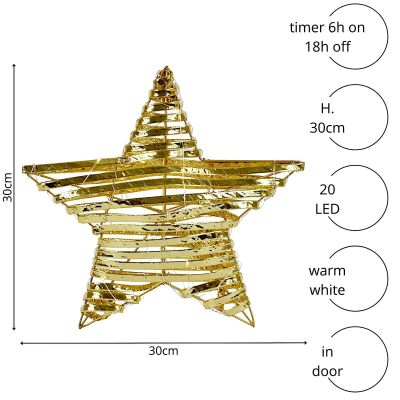 5. DEKORATIVER STERN 20 LED 30 CM GOLD