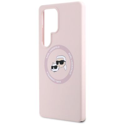 6. Karl Lagerfeld Silikon Double Heads And Circle MagSafe Samsung Galaxy S25 Ultra Hülle rosa