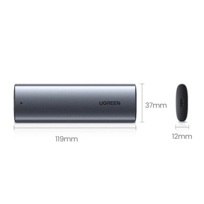 14. Ugreen Festplattenschacht M.2 B-Key SATA 3.0 5 Gbps Grau + USB Typ C Kabel (CM400)