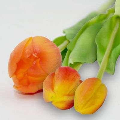 6. Strauß aus 5 orangefarbenen Tulpen, 39 cm, naturgetreue Frühlingsdekoration