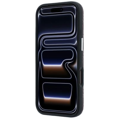 5. Karl Lagerfeld MagSafe-Schutzhülle aus Metall mit genarbtem Allover-Logo für iPhone 17 Pro / 18 Pro Max – Burgunderrot