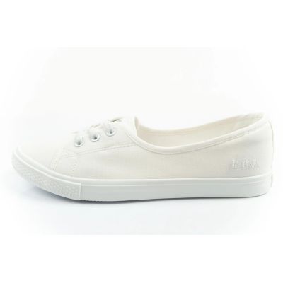 2. Lee Cooper Damenschuhe, sportliche weiße Slip-On-Ballerinas
