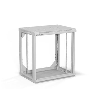 5. ALANTEC Wandschrank 19" 12U 600x450, Glastür, grau, montiert (SW-12U-600-450-01-SA)
