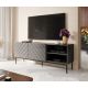 2. ABETO TV-Schrank auf schwarzem Stahlrahmen 150x42x60 Graphit/Glanzgraphit