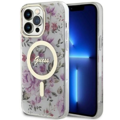 Guess GUHMP14XHCFWST iPhone 14 Pro Max 6,7" transparente Hardcase Flower MagSafe