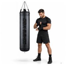 PREMIUM Boxsack + Ring SBRX Schwarz Leer - 150 cm | DBX Bushido