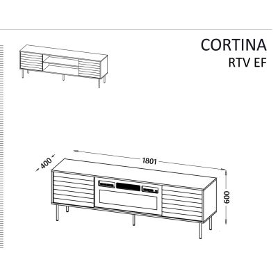 4. EF CORTINA TV-Schrank 180x40x60 schwarz/walnuss