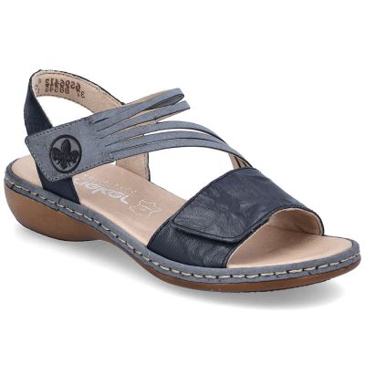 Damen-Ledersandalen mit Klettverschluss, marineblau, Rieker 65964-12