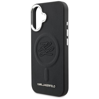 6. Karl Lagerfeld MagSafe Hülle mit Initialen und Metalllogo für iPhone 16 – Schwarz
