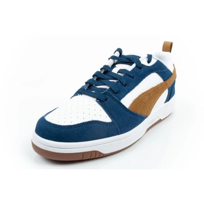 3. Puma Rebound v6 Herren-Sportschuhe, modisch und bequem, weiß, marineblau, braun