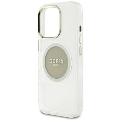 6. Guess IML Metal Colored Circle Classic Logo MagSafe Hülle für iPhone 16 Pro Max - Grau