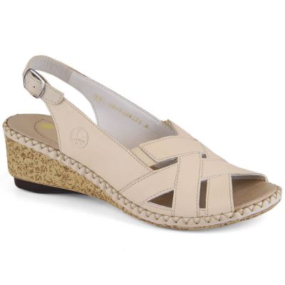 21. Rieker W RKR682 bequeme Ledersandalen beige