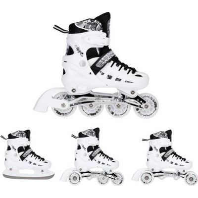 NH10905 4in1 WEISSE LED GRÖSSE S (31-34) ROLLSCHUHE MIT DIMENSIONAL HOCKEY-KUFE NILS EXTREME