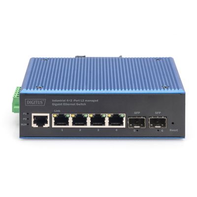 4. 4+2-Port L2 Managed Gigabit Ethernet Industrie-Switch 4 x GE RJ45 + 2 SFP-Port