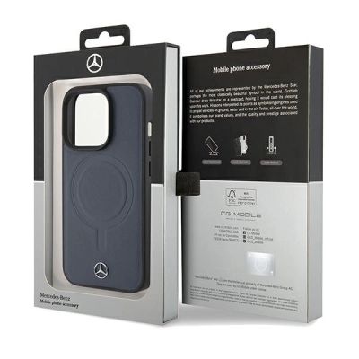 8. Mercedes Smooth Leather MagSafe Hülle für iPhone 15 Pro – Marineblau
