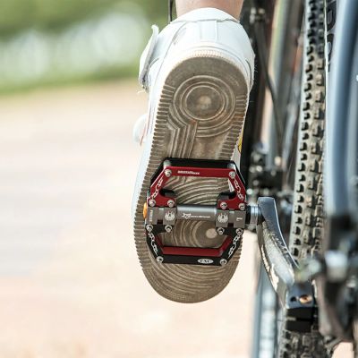 3. Rockbros 2010-12SBKR Aluminium-Fahrradpedale mit abgedichteten Lagern – Schwarz und Rot