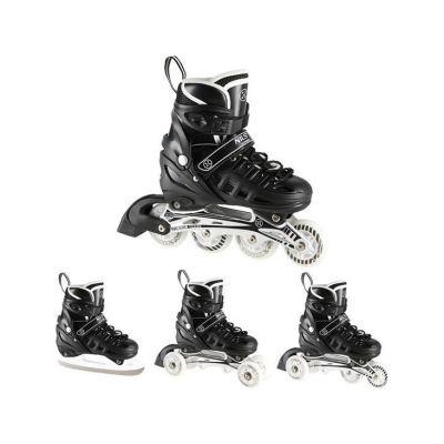 NH10905 4in1 SCHWARZE LED-ROLLENSCHUHE GRÖSSE S (31-34) MIT DIMENSIONAL HOCKEYBLATT NILS EXTREME