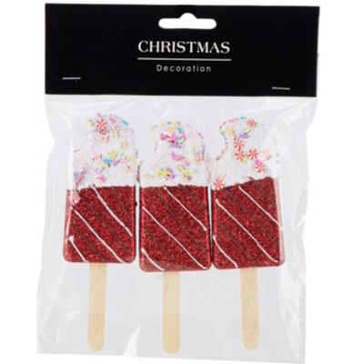 8. Eiscreme-Hängedekorationskugeln, 3 Stück, rot