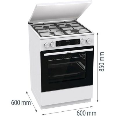 10. GORENJE GKS6C71WF Gas-Elektro-Herd 60 cm | Heißluftfrittieren | Extra Dampf | Auftauen | Weiß