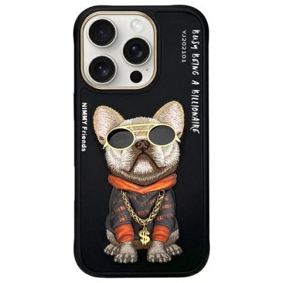 Nimmy Glasses Cool Dog Case für iPhone 16 Pro Max, Schwarz