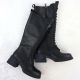 10. Damen-Lederstiefel im Offiziersstil mit Schnürung und Blockabsatz, schwarz, Vinceza 66804