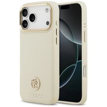 Guess Grained Strass Logo MagSafe Hülle für iPhone 17 Pro Max - Beige