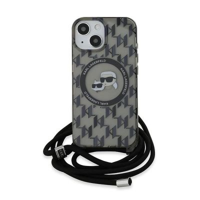 2. Karl Lagerfeld IML Crossbody Monogram Karl & Choupette Head MagSafe Hülle für iPhone 15 / 14 / 13 – Schwarz
