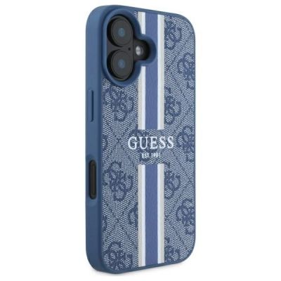 4. Guess 4G Printed Stripes MagSafe-Hülle für iPhone 16 – blau
