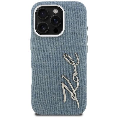3. Karl Lagerfeld FW Jeans Signature Logo iPhone 16 Pro Max Hülle - Blau