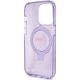 7. Guess Ring Stand Script Glitter MagSafe Hülle für iPhone 15 Pro – Lila