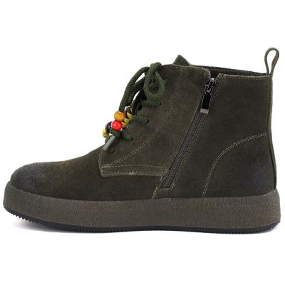 7. Damen-Ankle-Boots aus Leder mit dicken Sohlen, grün Artiker 59C1132