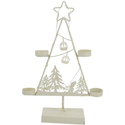 2. METALLER LED-WEIHNACHTSBAUM-KERZENHALTER 38 CM WEISS