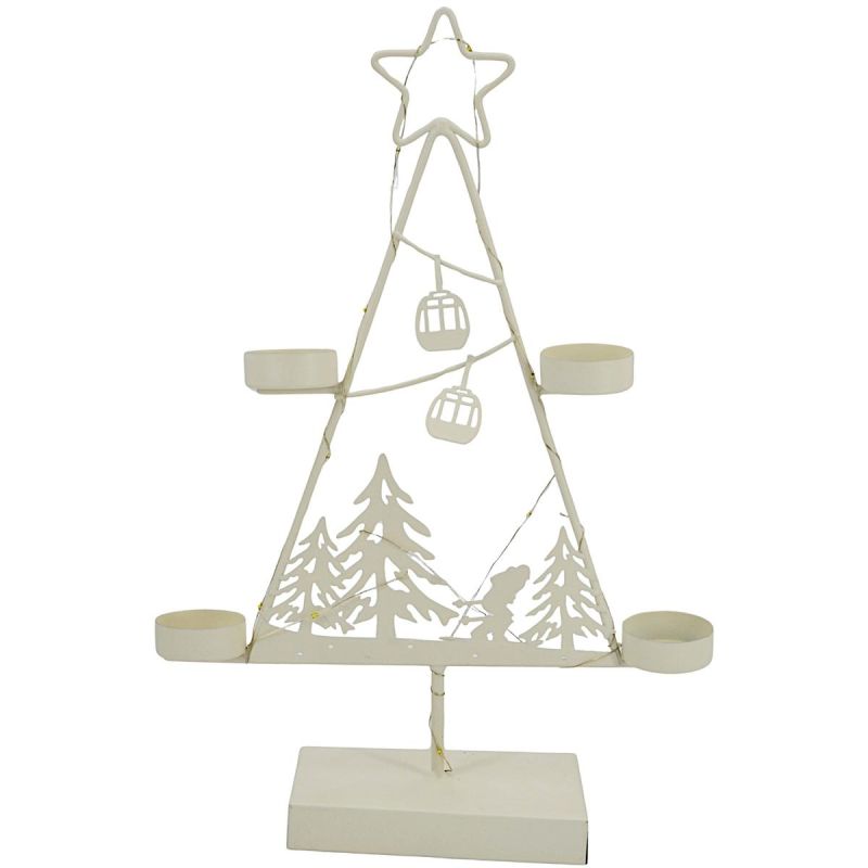 2. METALLER LED-WEIHNACHTSBAUM-KERZENHALTER 38 CM WEISS