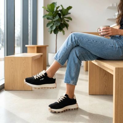 10. Schwarze Leder-Plateau-Sneaker Filippo DP7498