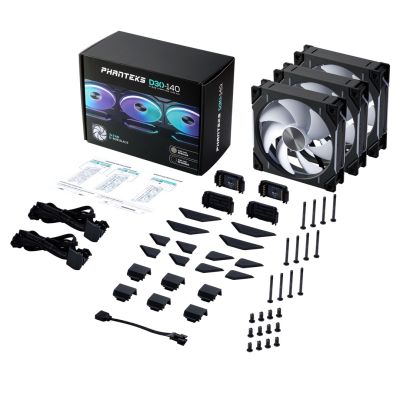 8. Phanteks PH-F140D30 Ventilator 14 cm Schwarz 3 Stück.