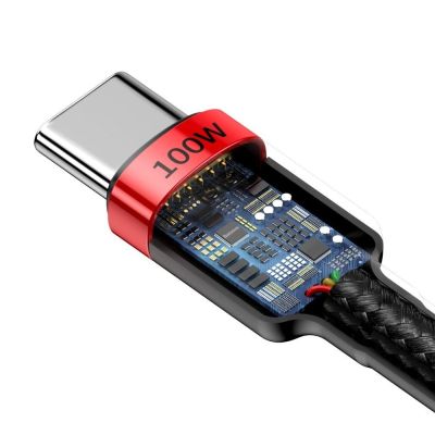 5. Baseus CATKLF-AL91 USB-C – USB-C PD QC-Kabel 100 W 5 A 480 Mbit/s 2 m – Schwarz und Rot