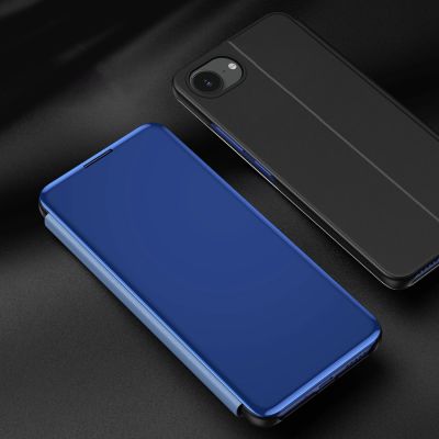 4. Transparente Schutzhülle für iPhone 16e/17e (Klappcover) – Blau