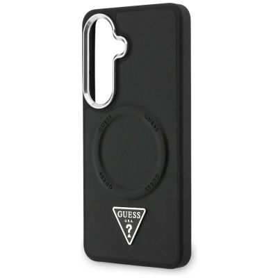 6. Guess MagSafe-Hülle mit geprägtem Ring-Dreieck-Logo für Samsung Galaxy S26 – Schwarz