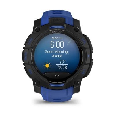 8. GARMIN Instinct 3 AMOLED 45mm Schwarz/Blitzblau Smartwatch
