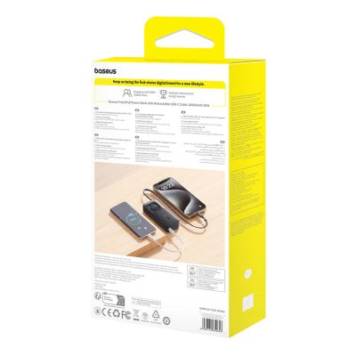 5. Baseus Free2Pull 10000 mAh 30 W Powerbank mit USB-C-Anschluss und einziehbarem USB-C-Kabel – Schwarz