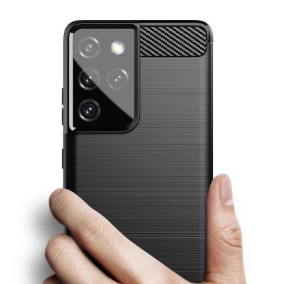 4. Carbon Case Flexibel Handyhülle TPU Schutzhülle für Samsung Galaxy S21 Ultra 5G schwarz