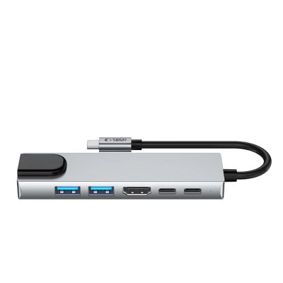 3. Tech-Protect HB02 HUB Adapter 6in1 USB-C + USB2.0 + USB3.0 + HDMI 4K 30Hz + RJ45 + PD100W - grau