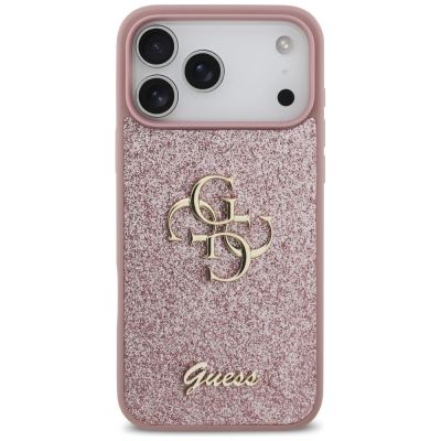 3. Guess Fixed Glitter Big 4G Hülle für iPhone 18 Pro Max / 17 Pro Max – Pink