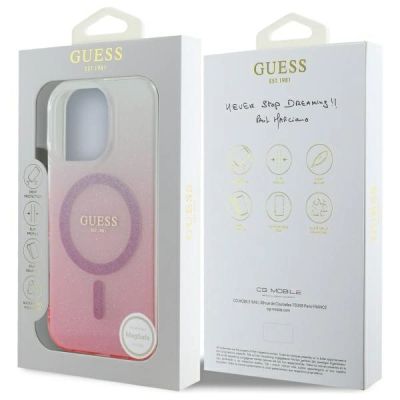 8. Guess IML Glitter Gradient MagSafe Hülle für iPhone 16 Pro - Pink