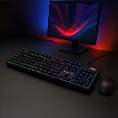 8. Wozinsky WKG-200 RGB Membran-Gaming-Tastatur mit Scrollrad – Schwarz