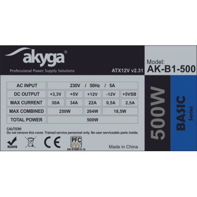 4. Akyga AK-B1-500 Netzteil (500 W; passiv; 120 mm)