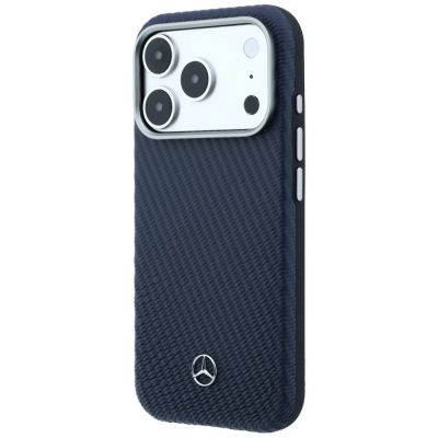 2. Mercedes Leder-Halbhülle in Holzoptik mit MagSafe-Funktion für iPhone 17 Pro Max – Marineblau