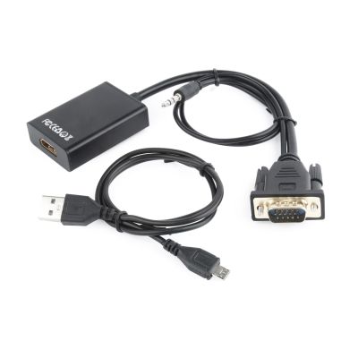 GEMBIRD A-VGA-HDMI-01 Adapter (HDMI F - D-Sub (VGA), 3,5 mm Stereo-Klinkenbuchse, USB 2.0 M; 0,15 m; schwarz)