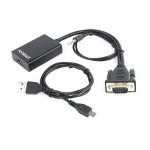GEMBIRD A-VGA-HDMI-01 Adapter (HDMI F - D-Sub (VGA), 3,5 mm Stereo-Klinkenbuchse, USB 2.0 M; 0,15 m; schwarz)